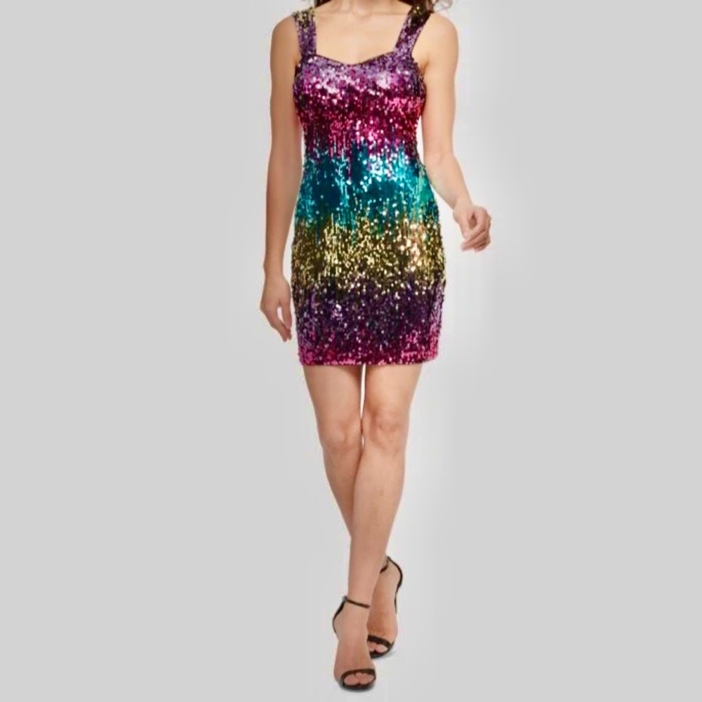 Guess Multicolor Sequin Midi Dress
